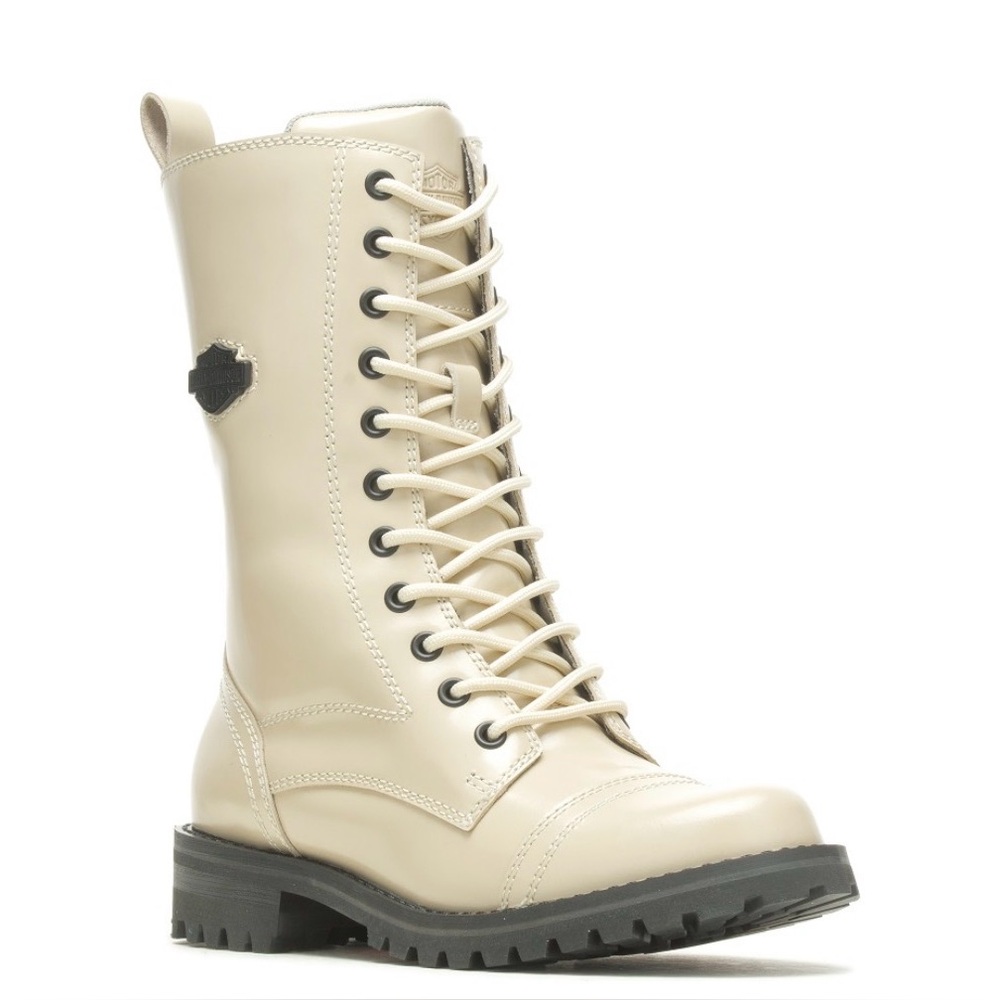 NWOB Harley-Davidson® Women's Walsen Light Beige 8.5" Motorcycle Boots